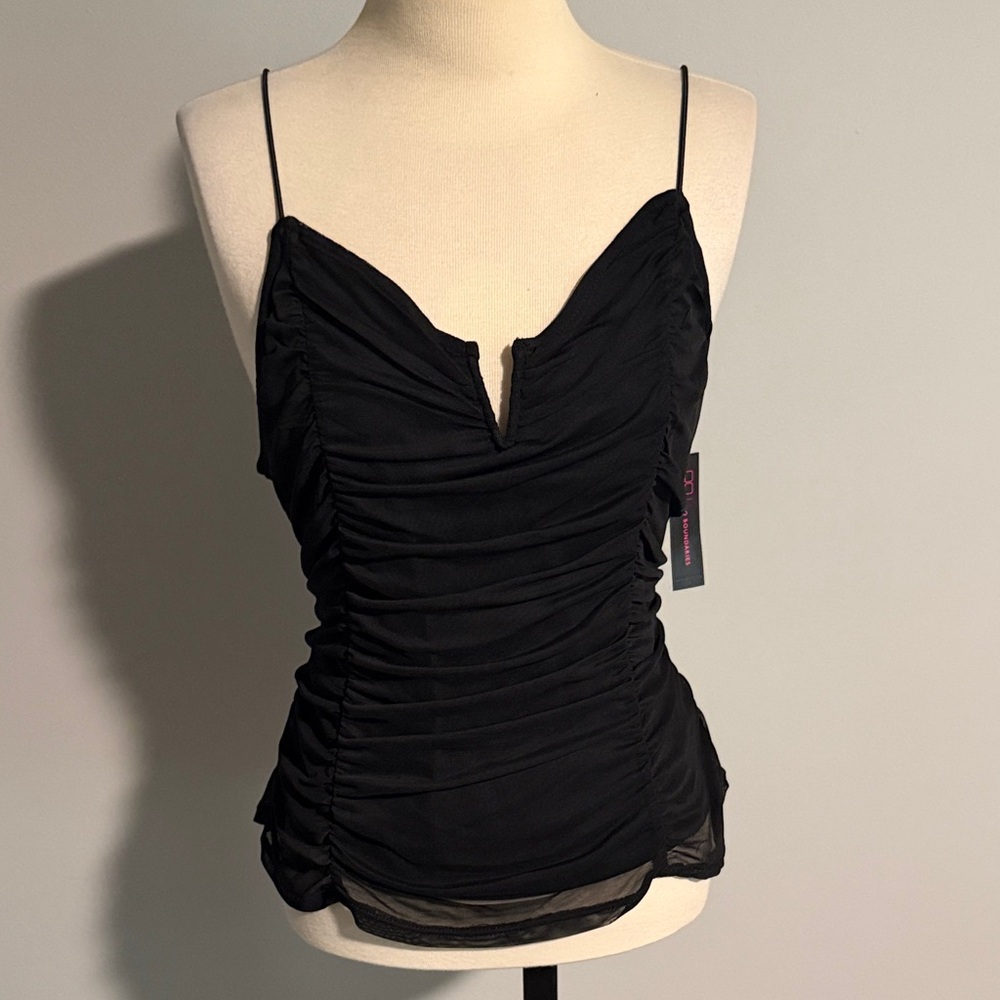 Elegant Black Ruched Women's Top